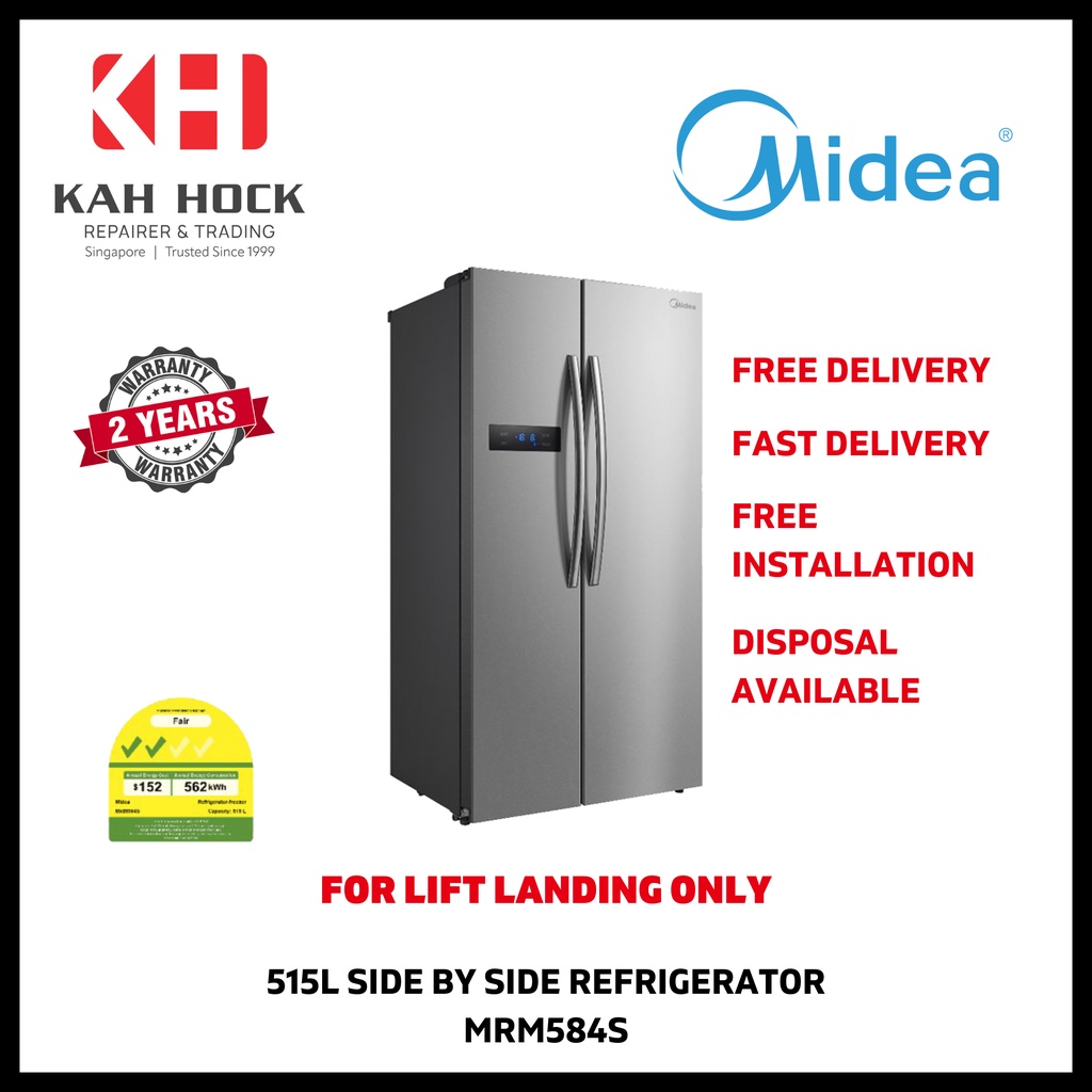 MIDEA MRM584S 515L SIDE BY SIDE 2 DOOR REFRIGERATOR TWO YEARS LOCAL