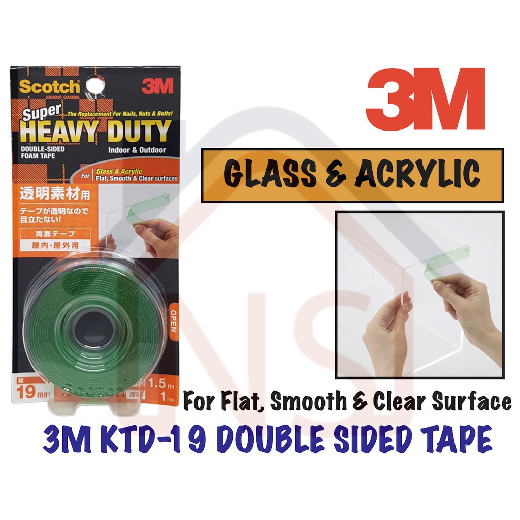 3M Scotch KTD19 Super Heavy Duty Double-Sided Tape For Flat Smooth Surfaces  CLEAR TAPE | Shopee Singapore