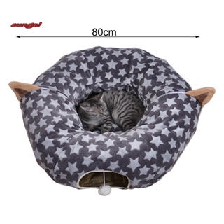 SUN_ Foldable Cat Tunnel Bed Pet Supplies Pet Tube Sleeping Bed Print Design #7