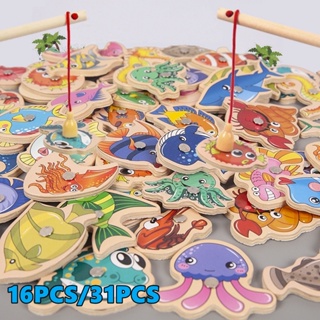 31/15 pcs Magnetic Wood Fishing Toys/Educational Games For Kids