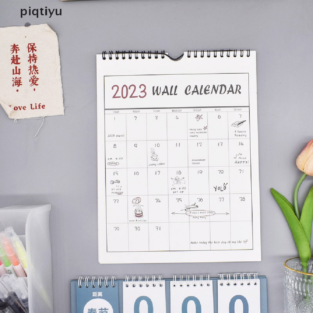 Piqt 2023 Simple Wall Calendar Weekly Monthly Planner Agenda Organizer