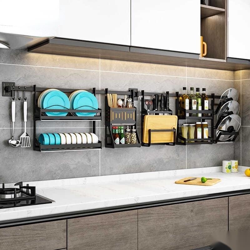 YOULITE Kitchen Plate Storage Rack Spice Rack Tool Holder Wall Mounted