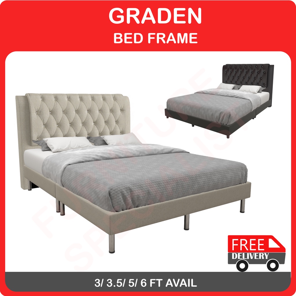 Graden Fabric And Leather Bed Frame In 16 Colour   Divan Bed (free 