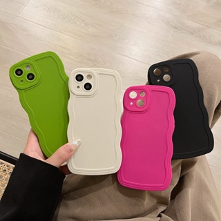 Cute Big Wave Phone Case For iPhone 14 13 12 11 Pro Max Casing Solid Color Camera Protection Soft Shockproof Back Cover