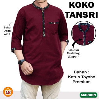 PRIA KATUN Lm 29757 Muslim Men's KOKO Shirt KOKO TANSRI Cotton Toyobo Premium 3/4 Sleeve JUMBO Big Size M-2XL