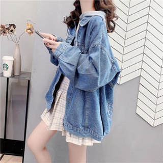 Image of thu nhỏ Hooded Denim Jacket Women Korean Version Loose 2022 New Style Spring Autumn Lazy Influencer Overalls Top #3