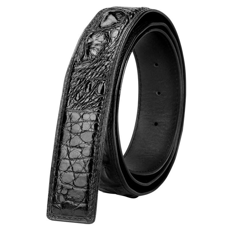 Image of [Ready Stock New Products] Siamese Crocodile Leather Belt Men's Genuine Business Casual Pants Plate Buckle Smooth Headless 3.8 Wide [Hot Sale] #4