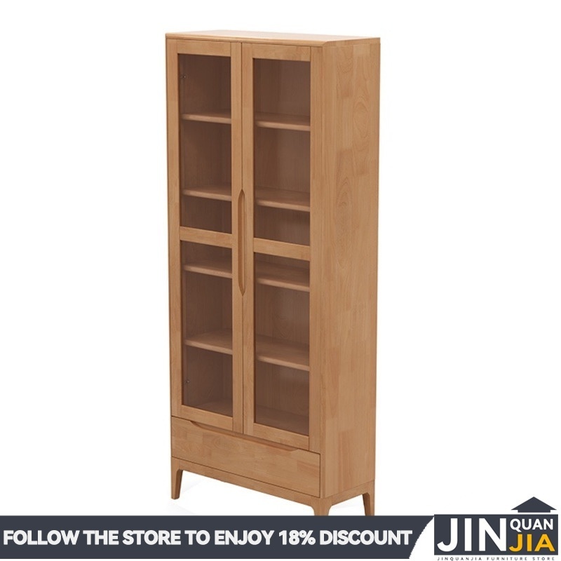 JINQUANJIA Bookshelf Organiser Book Shelf Nordic Solid Wood Bookcase