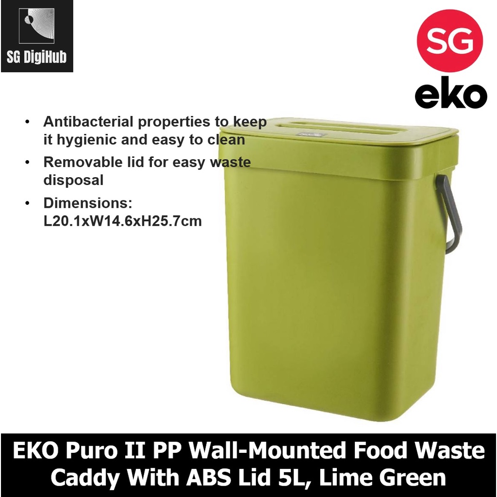 EKO - Puro - Cestino da appendere a parete o da appendere per rifiuti compostabili, perfetto per cucina e casa, 3 litri (bianco