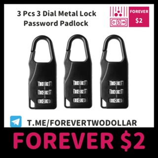 (FOREVER $2) 3pcs Travel Lock 3 Dial lock Metal Resettable Suitcase Luggage Password Padlock