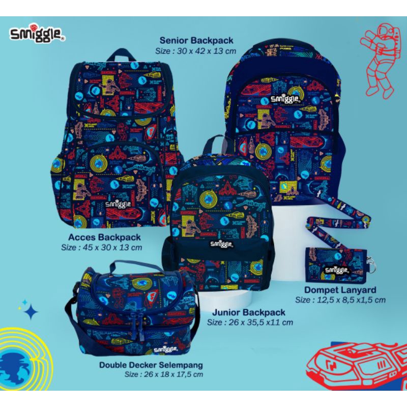 Smiggle Dino green / Smileggle Astronaut / senior smiggle Bag / junior ...