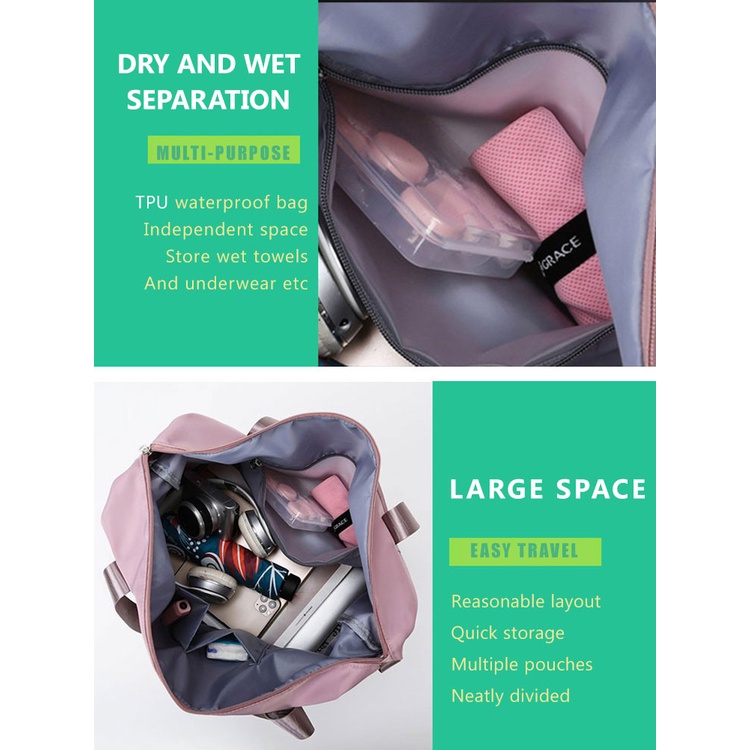 Korean Fashion Women Large Capacity Underarm Bag Casual Shoulder Expandable Foldable Bags Duffle Hand Carry Portable We