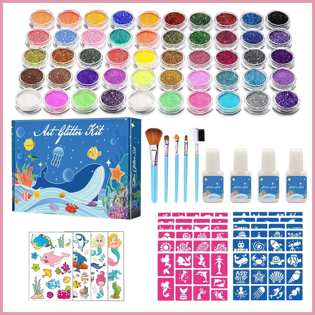 Temporary Glitter Tattoo Kids Kids Waterproof Fake Tattoos Stickers Magical Fake Tattoo Kit Arts