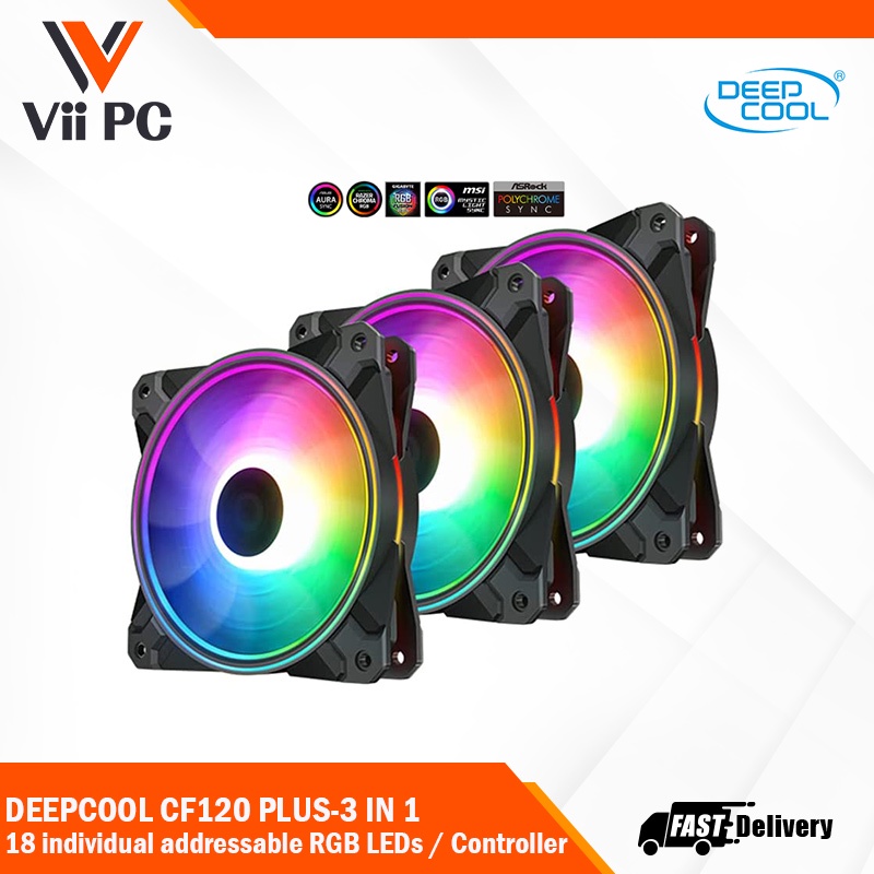 DEEPCOOL CF120 Plus 3x120mm PWM Fan, A-RGB Dual Loop Lighting Zones ...