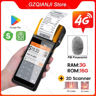 Android 8.1 4G POS Terminal PDA Portable Thermal 58mm Receipt Label Printer 1D 2D Scanner NFC Fingerprint All In One Loyverse SRS Smart Handheld PDA