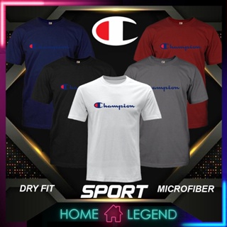‎️‍ ️‍ CHAMPlON Microfiber T Shirt Tshirt Tee Sportswear Round Neck Quick Dry Baju Unisex Men Women