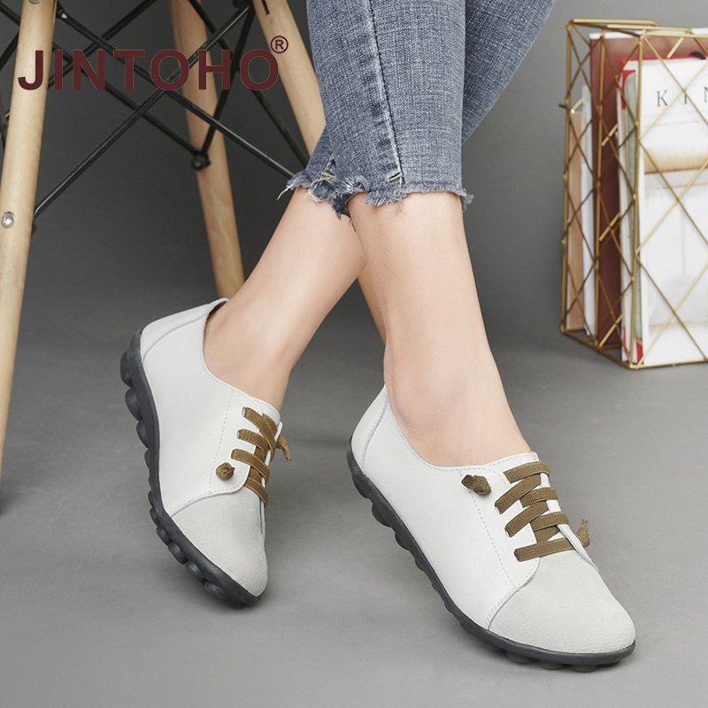Image of 【JINTOHO】Size 35-42 Women Flat Shoes Vintage Suede Pointed Shoes Light Comfort Lace-up Casual Walking Shoe #6