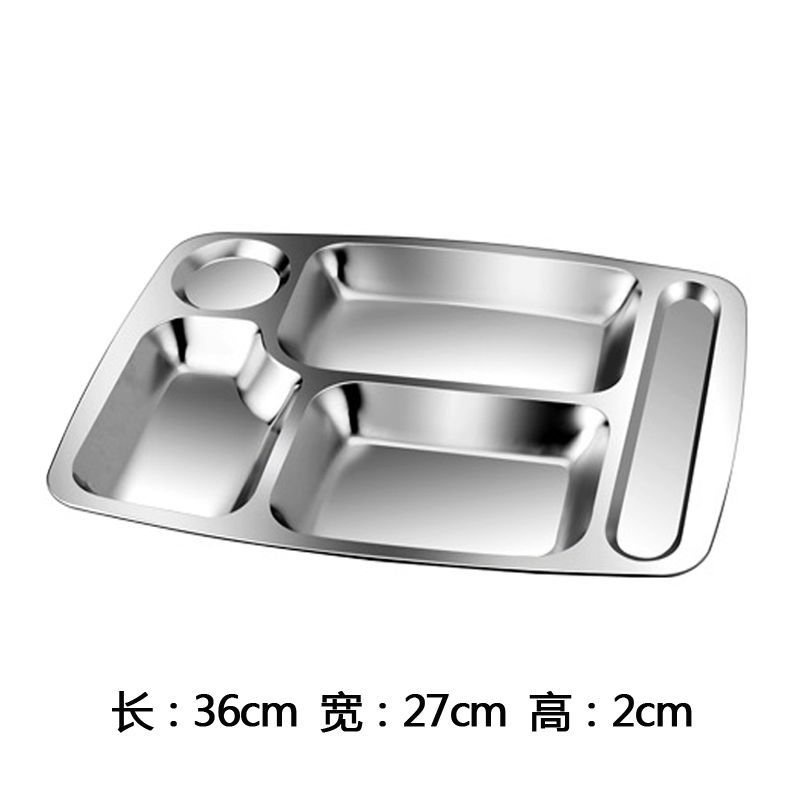 dinner plate Stainless Steel Snack Plate Grid Disk Set Adult