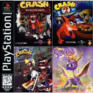 One PS1 Has 4 Games With Crash Bandicoot 1-2-3 And Spyro The Dragon.