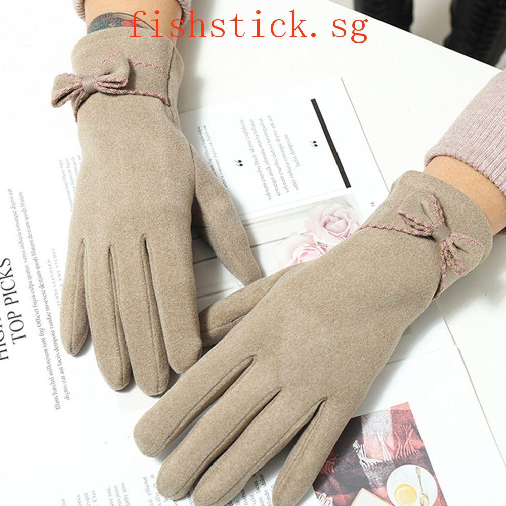 gloves with a bow