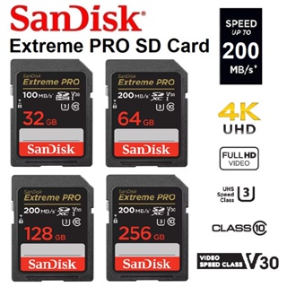 SanDisk Extreme PRO SD Card 32GB 64GB 128GB 256GB UHS-I 200mb/s U3 V30 4K Video Memory Card