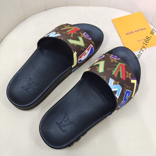 L~V LOUIS men's women's leather slides sandals beach shoes size36-46 SG558 #1