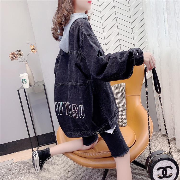 Hooded Denim Jacket Women Korean Version Loose 2022 New Style Spring Autumn Lazy Influencer Overalls Top