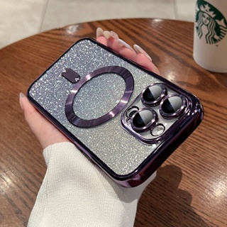 High quality Plating glitter gradual change magnetic case for iPhone 13 14 13promax 14 pro max 13pro 14plus  drop resistant frosted TPU soft case mobile phone case