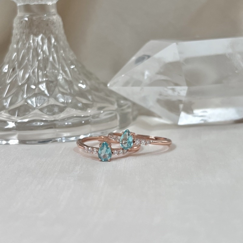 Image of Aquamarine self adjustable crystal ring *FREE ring box* Daisy Gems Singapore #2