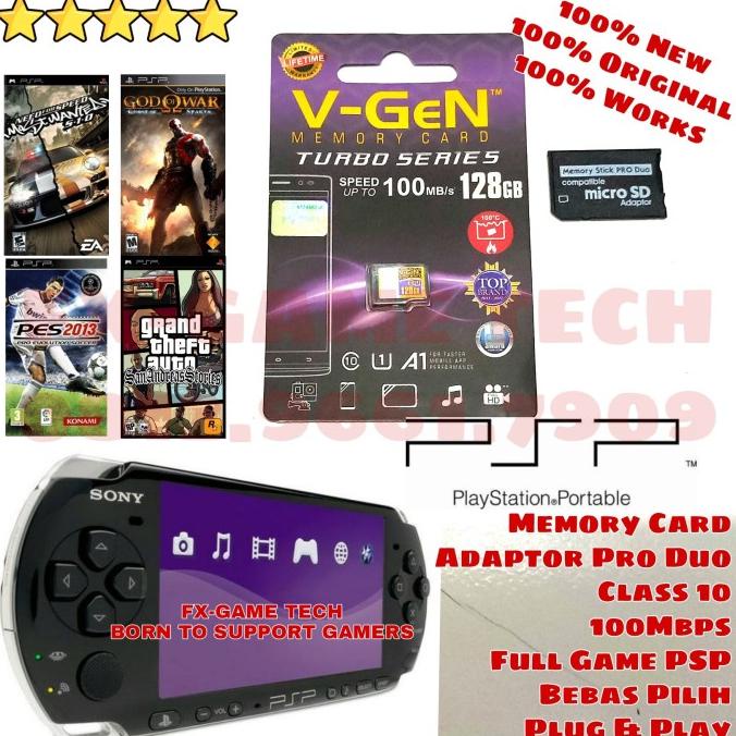 Mmc Memory Card Psp Playstation Portable Full Game+Adapter Pro Duo