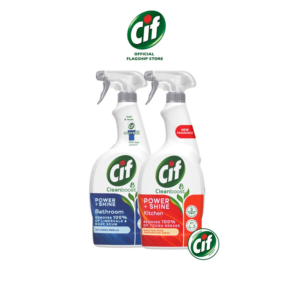 (Bundle) Cif Power and Shine DUO (Kitchen & Bathroom)Spray 700ml ...