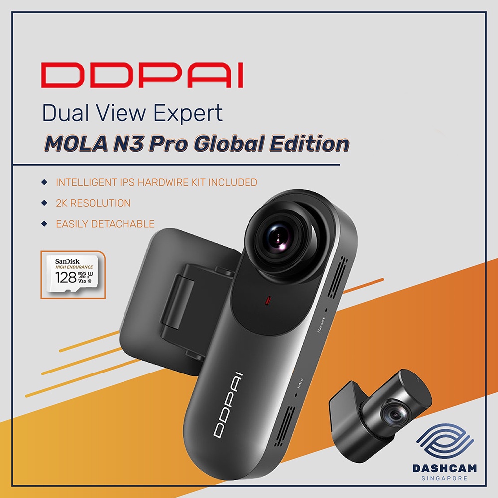 DDPAI N3Pro GPS | Front & Rear Dual Channel Dashcam | Easily Detachable ...