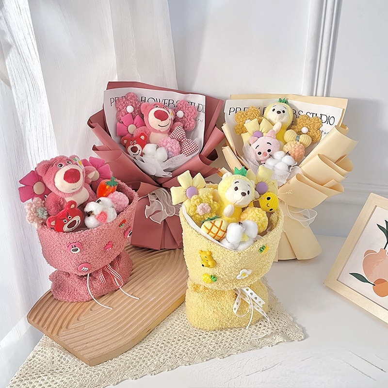 [Free Gift Bag] Cute Cinnamoroll Doll Flower Bouquet Lovely Creative Sanrio Flower Handmade Flower Finished Flower Gift Valentine's Day Present Cute Christmas Gift