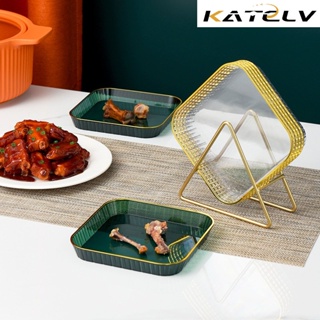 KATELV 6pcs Dish Set Korean Acrylic Plate Transparent Bone Dish Cafe Tray Fruit Plate Cake Plate