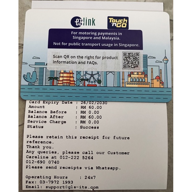 (READY STOCK) Touch n Go Card Up To RM69.00 MYR EzLink Touch and Go