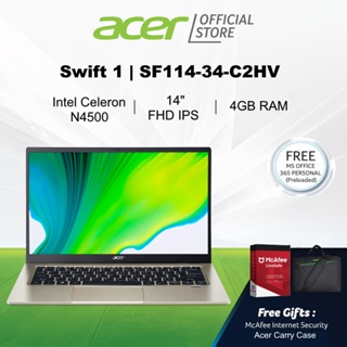 Acer Swift 1 SF114-34-C2HV (Gold) 14” Laptop - Preloaded Microsoft Office 365 personal