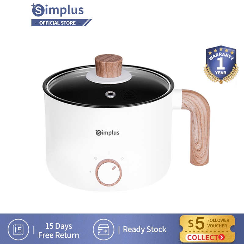Simplus Electric Cooker 1.5L Multicooker Hot Pot Frying Pan Soup Pot Multifunctional NonSticky