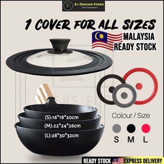 ZPLUS Universal Silicone Tempered Glass Cover Lid Multi Size Pot Saucepan Frying Pan Cover Tudung Kuali Penutup Periuk