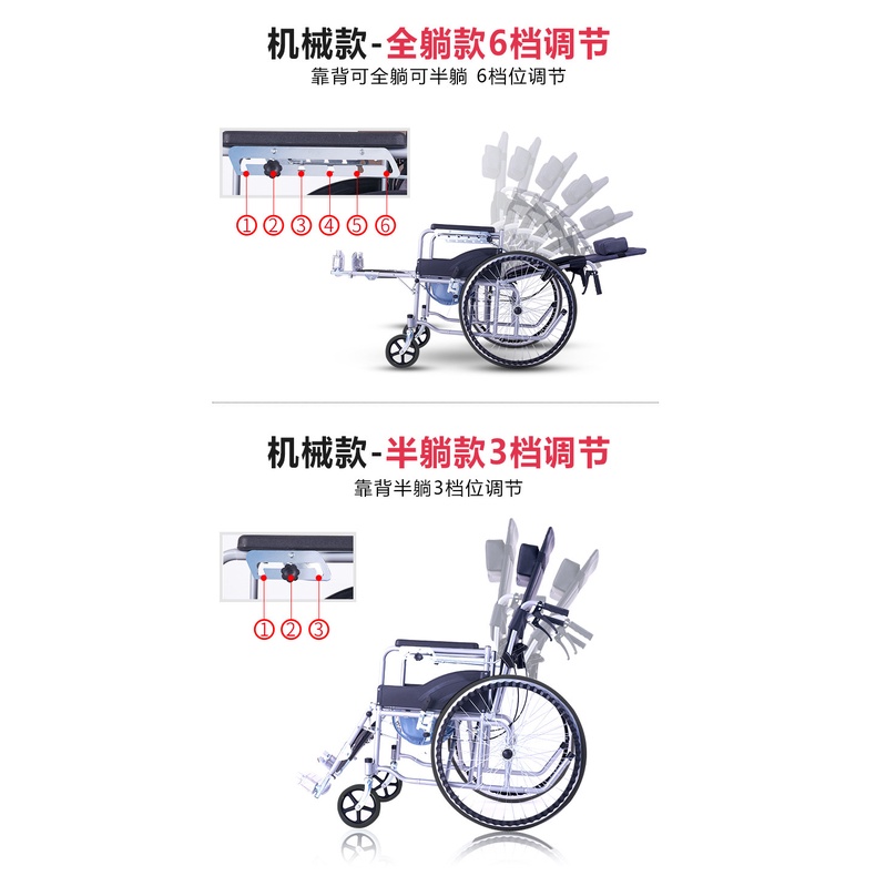 Wheelchair folding, portable, small, multifunctional toilet, the elderly and the disabled will hand in hand to push the scooter