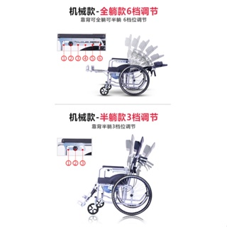 Image of thu nhỏ Wheelchair folding, portable, small, multifunctional toilet, the elderly and the disabled will hand in hand to push the scooter #4