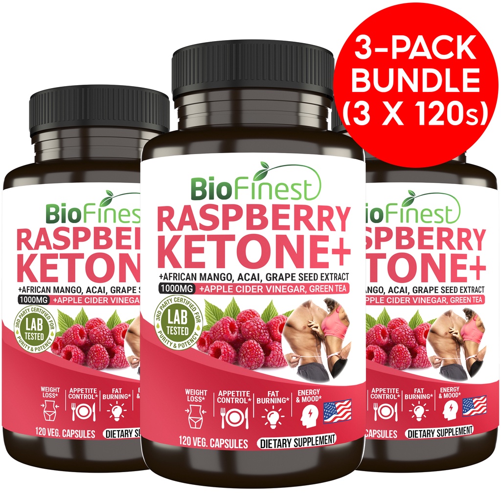 [Bundle of 3] Biofinest Raspberry Ketones 1000mg Supplement African