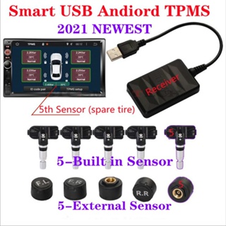 USB TPMS for Car Radio DVD Player Spare Tyre 4/5  Internal External Sensor Tire Pressure Monitoring System Android TPMS
