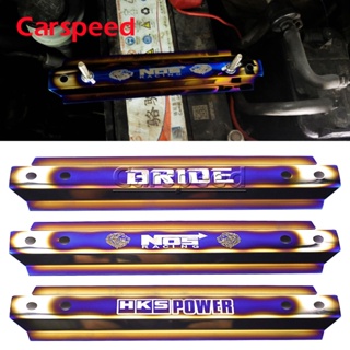 JDM Style Universal Car Battery Tie Down Bracket HKS Power NOS Bride Burnt Blue Adjustable Bar Bracket Holder