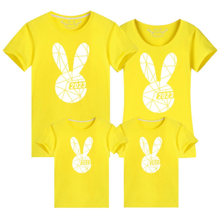 Image of 2023 Rabbit Year Tee Chinese New Year Clothes Rabbit T Shirt CNY T-shirt Couple Shirt Family Set Tops Women Men Boy Girl New Year Clothes 兔年 亲子装 春节 全家福 本命年 T恤 #7