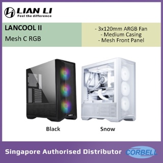 LIAN LI LANCOOL II MESH RGB CASE MEDIUM WITH 3x120mm FANS with Type C port [Black/Snow] (LL 2011 | LL 2013)