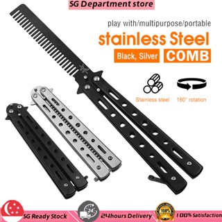 【SG seller】Butterfly Combs Stainless Steel Folding Comb Outdoor Training Practice Salon Comb 蝴蝶不锈钢练习梳子