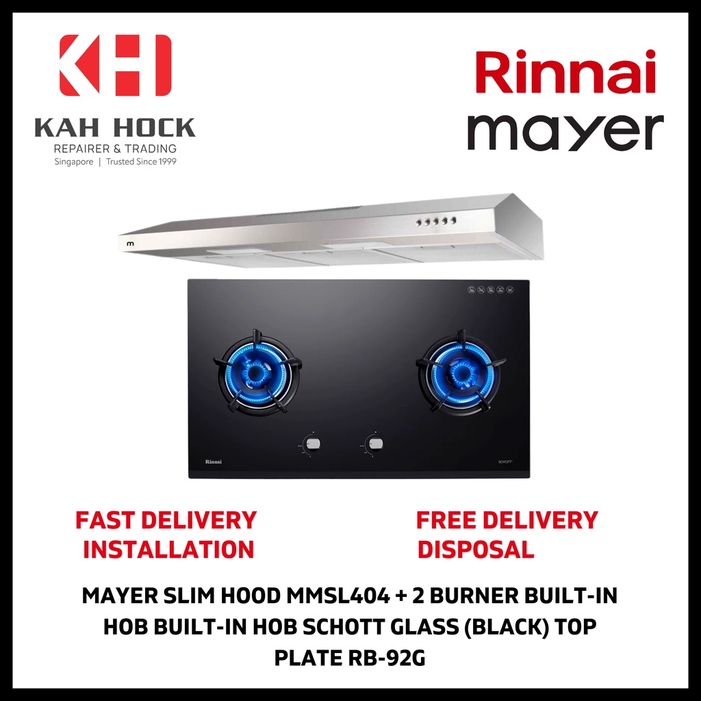 MAYER SLIM HOOD MMSL404 + 2 BURNER BUILTIN HOB BUILTIN HOB SCHOTT