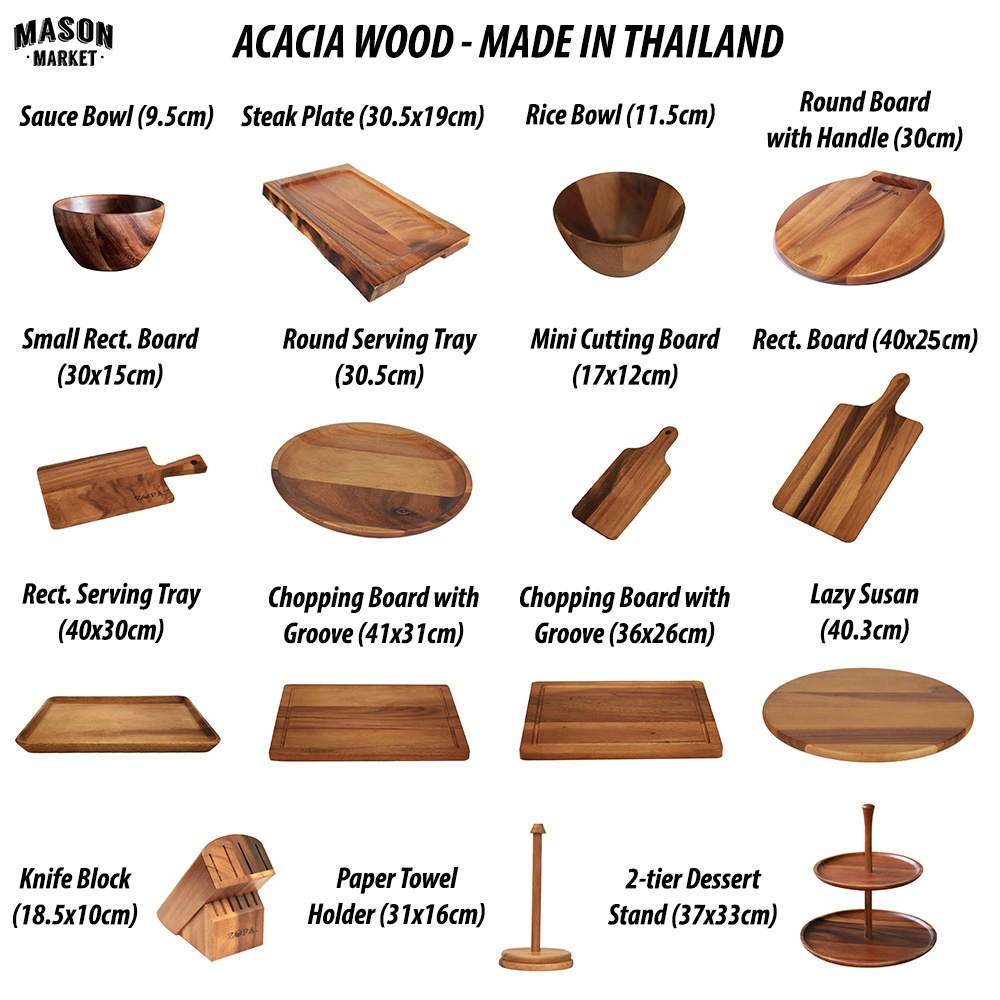 Acacia Wood Kitchen Accessories Wood Cutting Board Bowl Tray Cheese