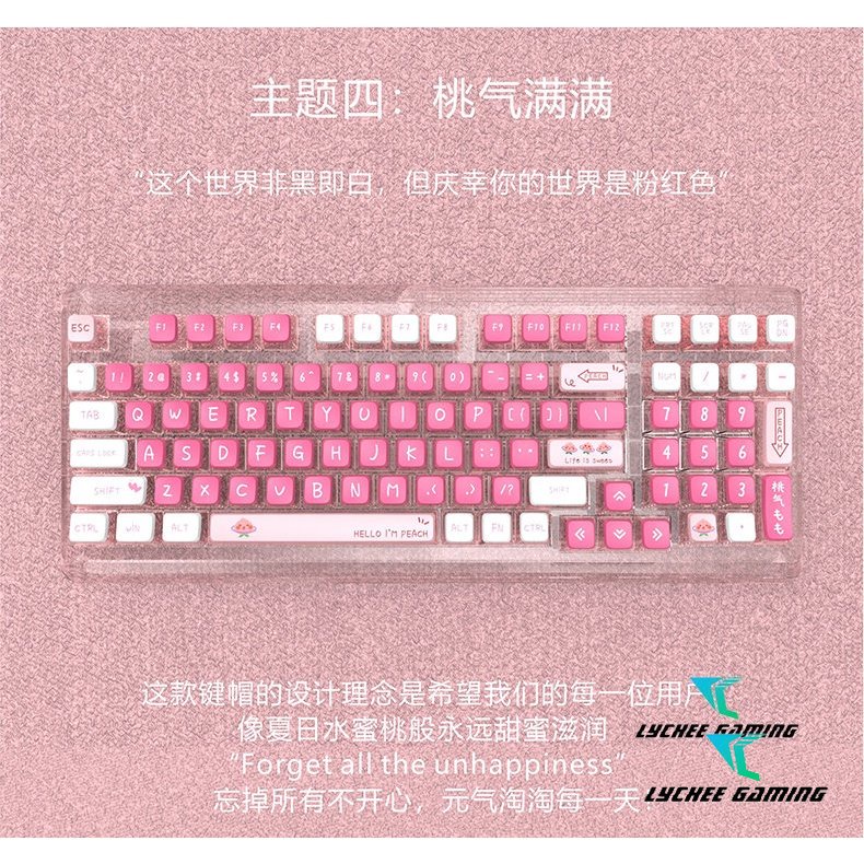 PBT transparent keycaps 60/61/66/68/80/84/98/100/104 mechanical keyboard KSA profile xda cherry OEM 4-side Dye sublimation double-layer material light transmission Keycaps 117keys