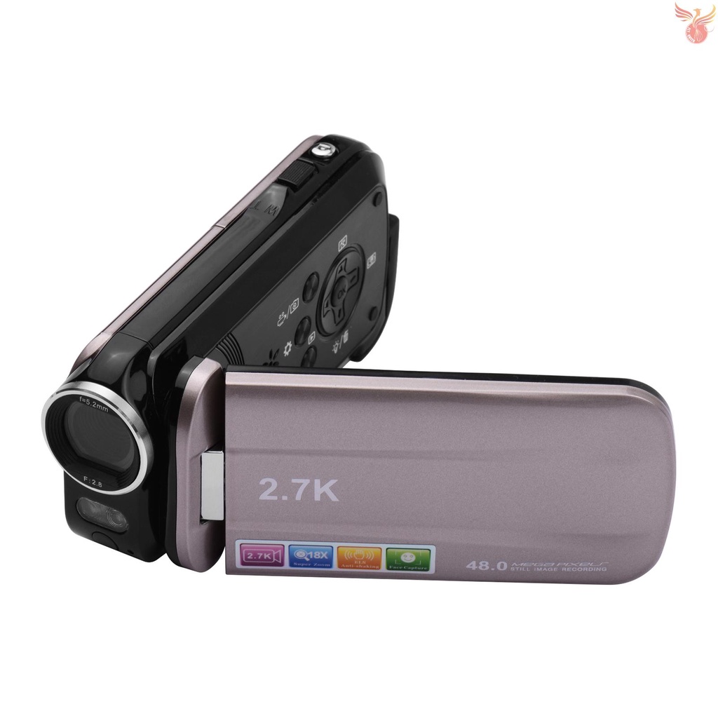 2.7K Ultra HD Mini Digital Video Camera DV Camcorder 48MP 3 Inch Rotatable LCD Touchscreen 18X Zoom Built-in NEW 11.2